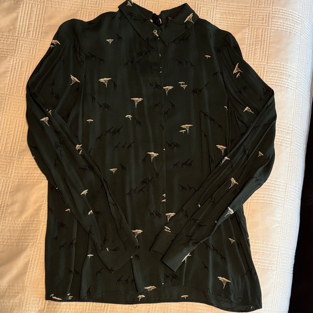 Zara Forest Green Shirt with Subtle African Print